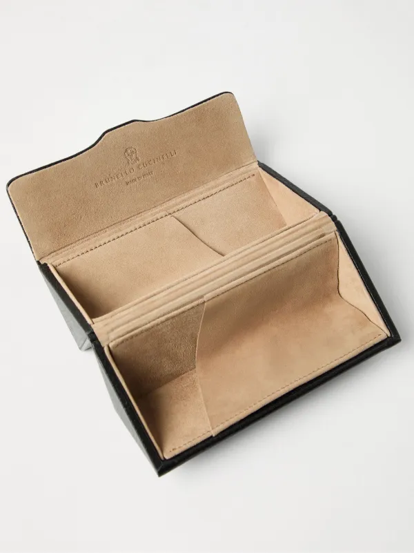 BRUNELLO CUCINELLI ガーメントケース Brunello Cucinelli Grained Leather Sunglasses Case | Black