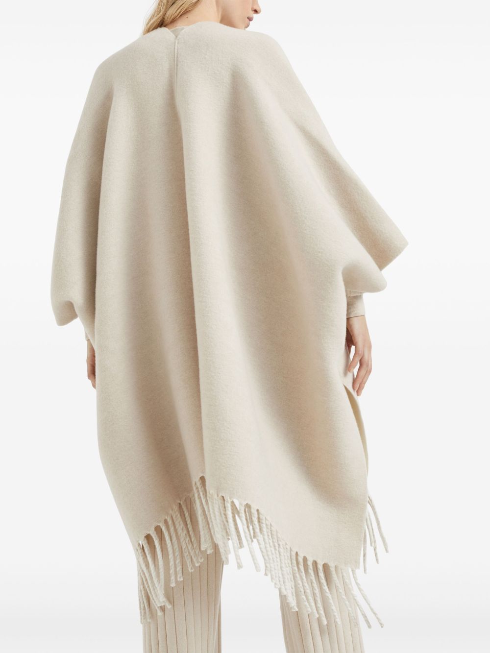 Brunello Cucinelli fringed-edge double knit cape Women