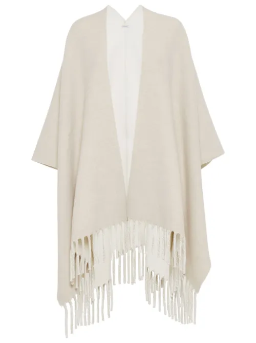 Cape en maille à franges - Brunello Cucinelli - Modalova