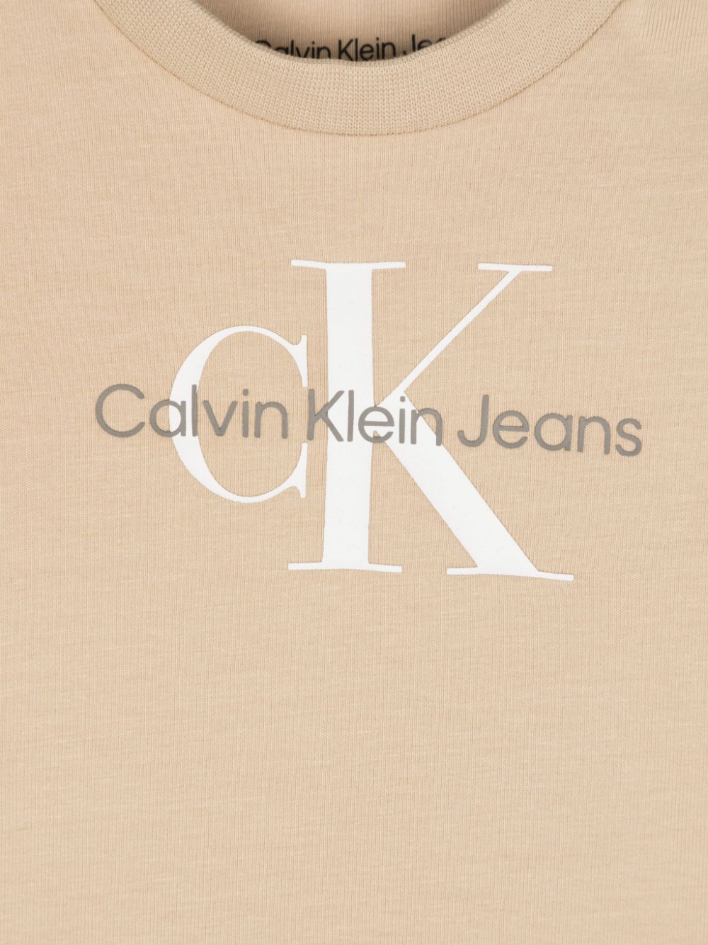 Shop Calvin Klein Logo-print T-shirt In Neutrals