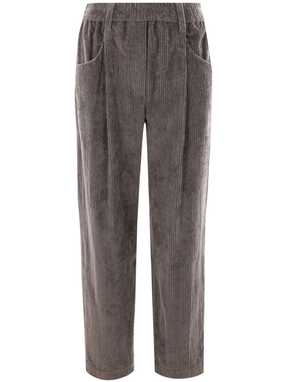 Brunello Cucinelli Straight ribfluwelen broek Grijs