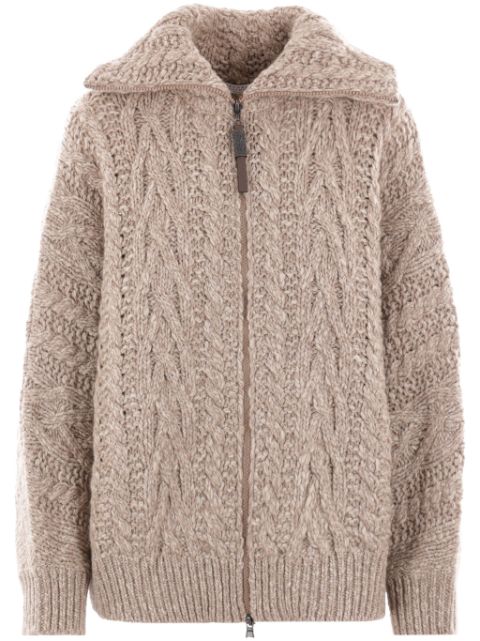 Brunello Cucinelli Monili-embellished cable-knit cardigan Women