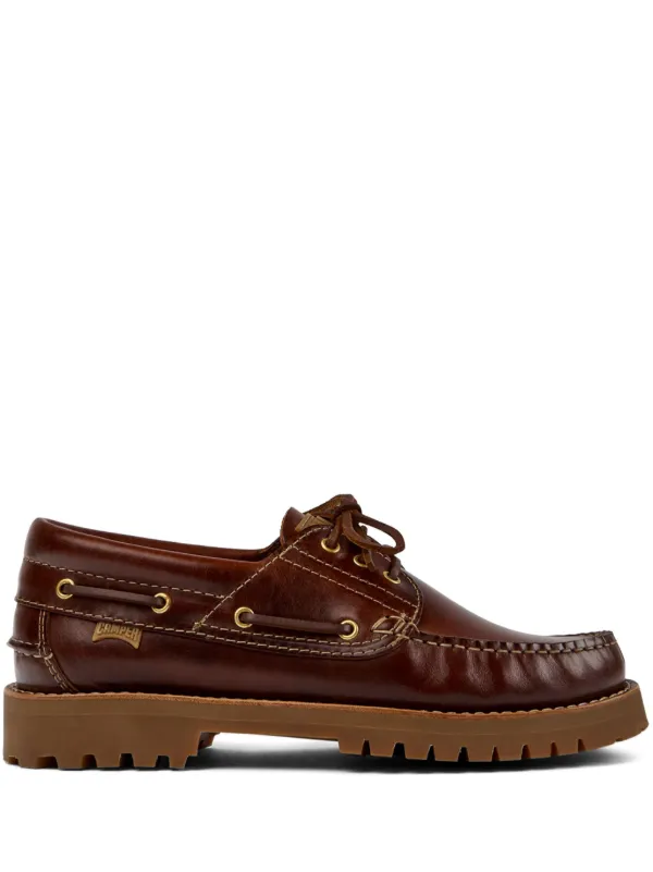Camper Nautico apron-toe Leather Boat Shoes Brown
