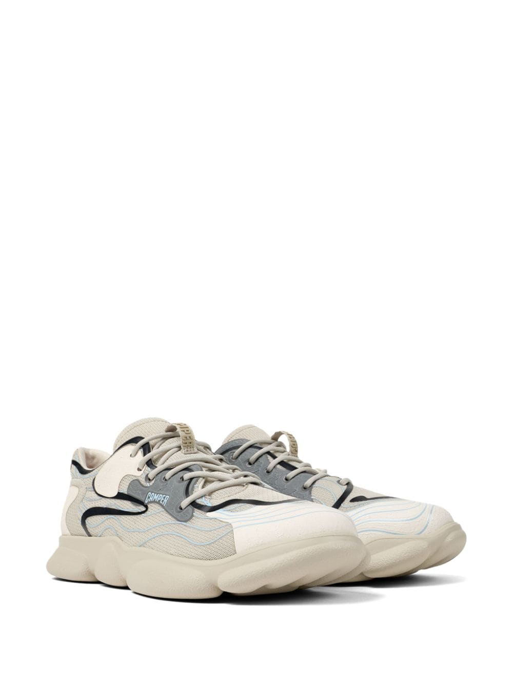 Shop Camper Karst Panelled Leather Sneakers In Grey