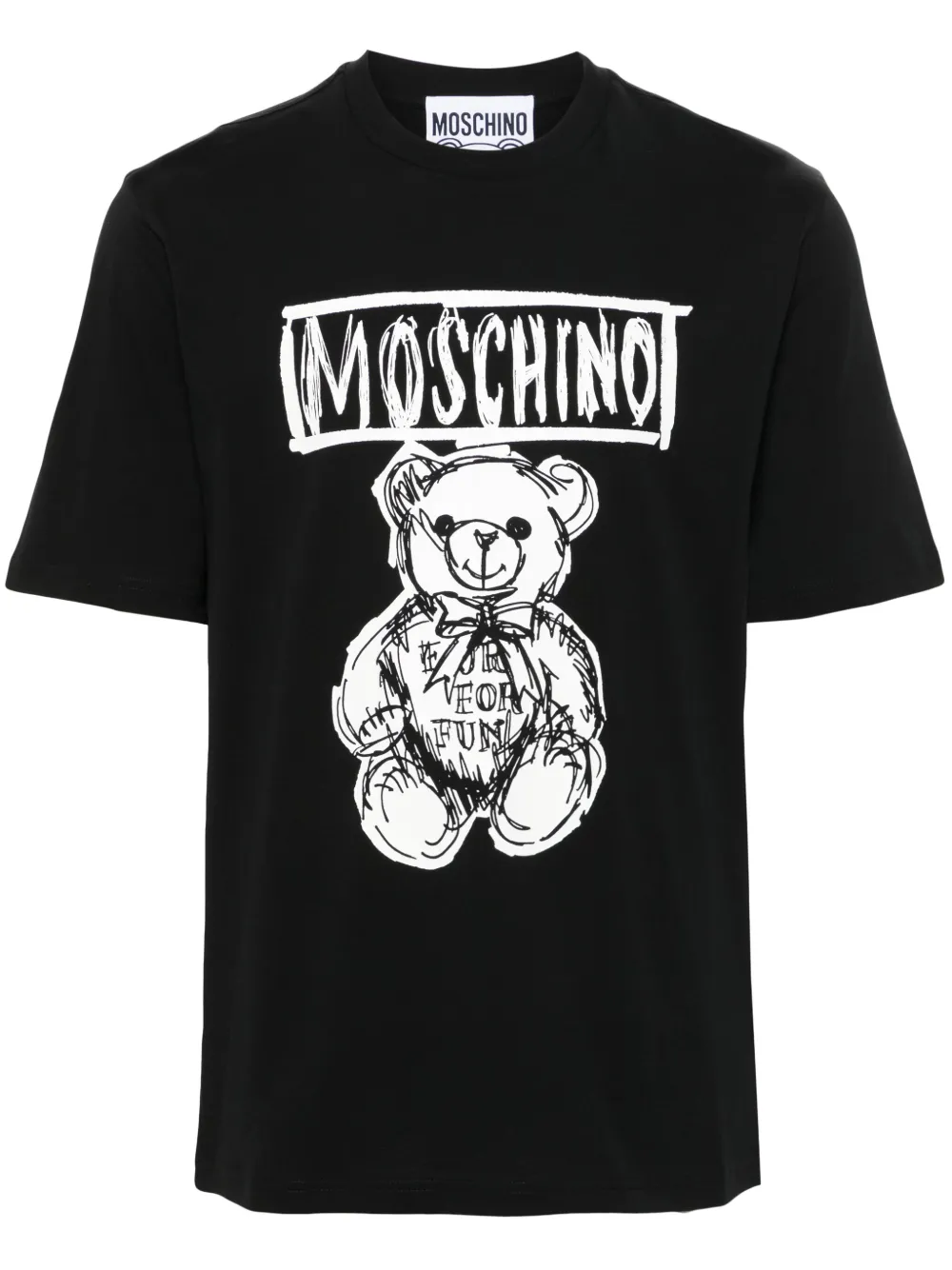 Moschino Crew Neck Graphic Print Short Sleeves In Black