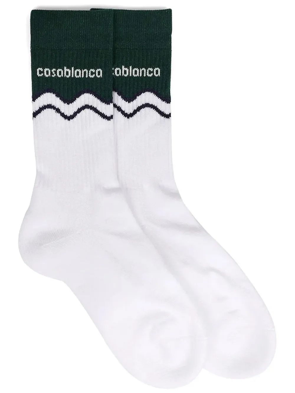 Casablanca Wave Intarsia Knit-logo Socks In White