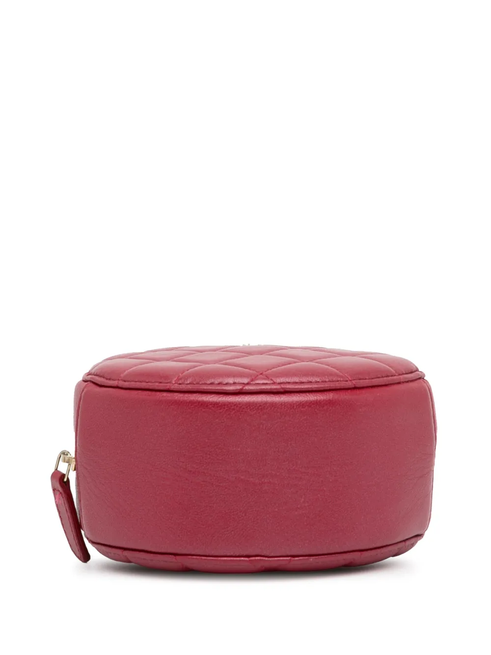 Pre-owned Chanel 2020 Quilted Lambskin Round Pearl Clutch With Chain Crossbody Bag In Red