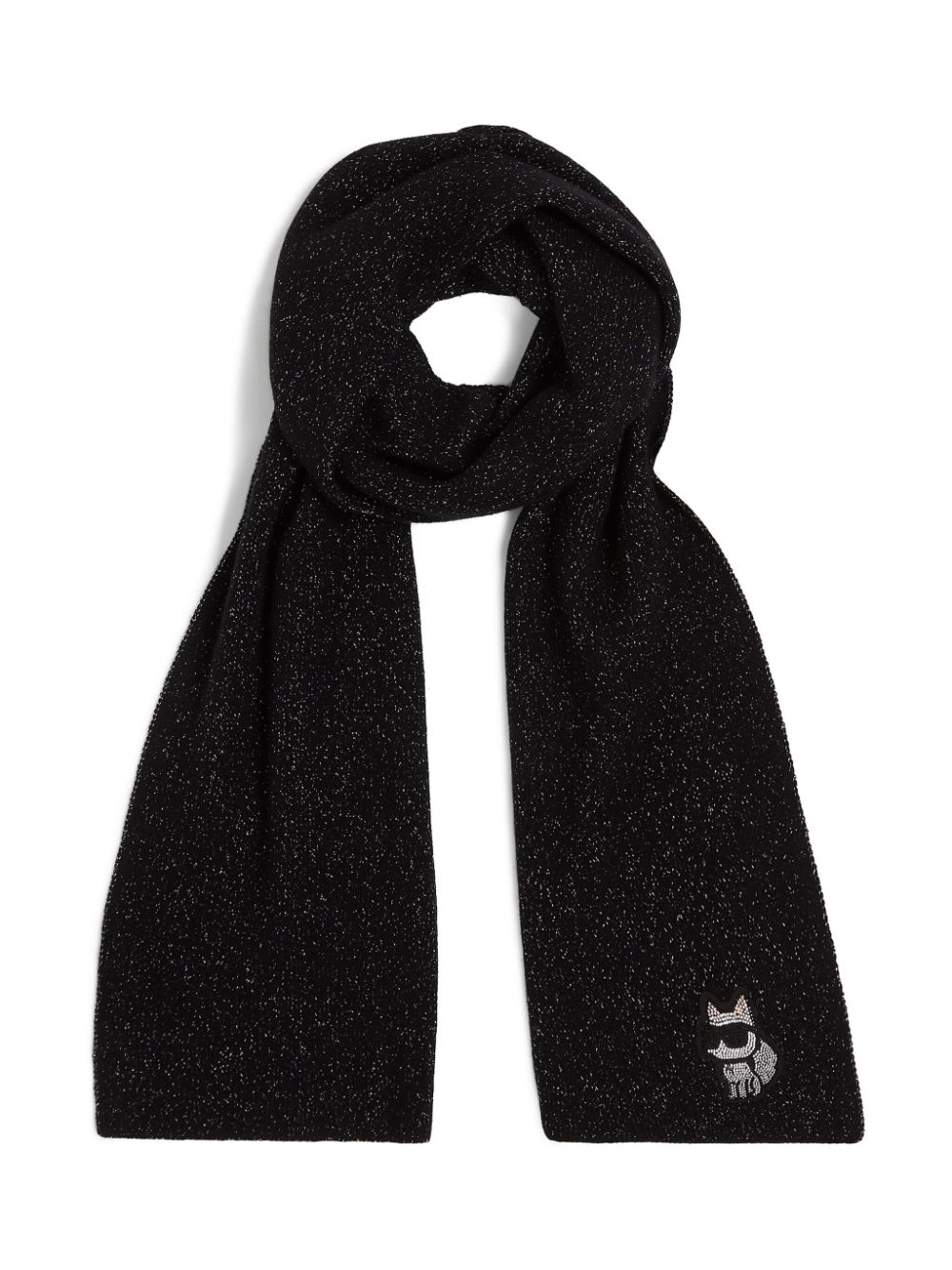 Shop Karl Lagerfeld Ikonic Choupette Lurex Scarf In Black