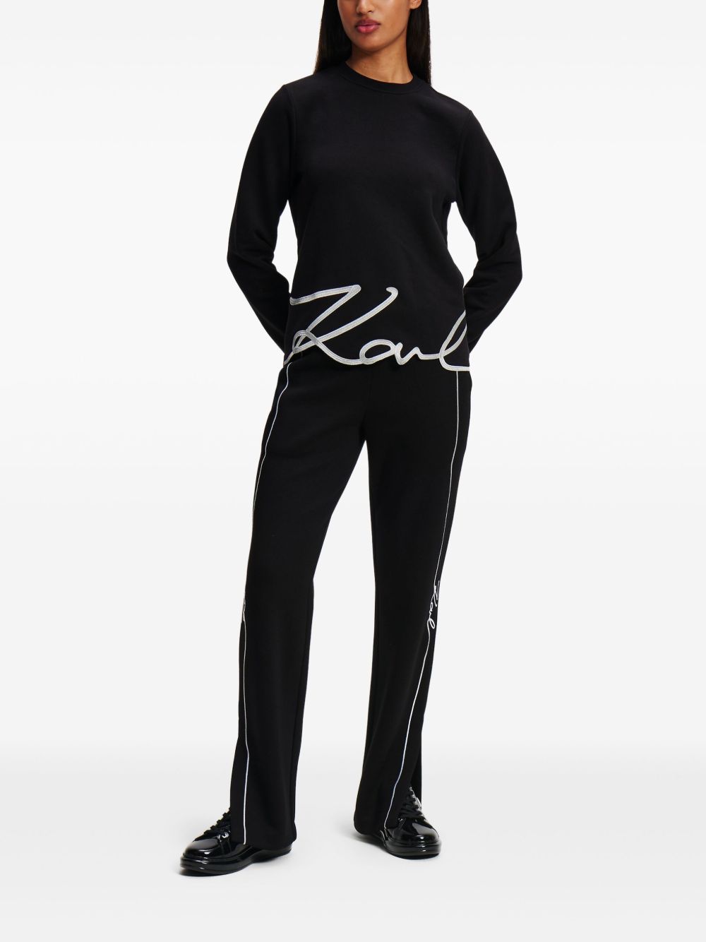 Karl Lagerfeld Signature-hem sweatshirt - Black