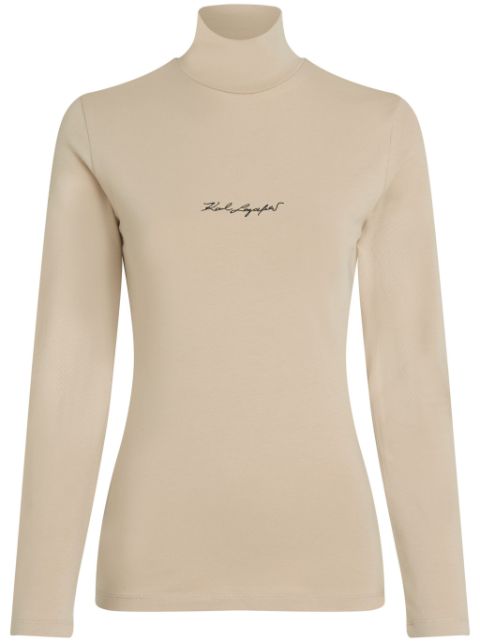 Karl Lagerfeld Signature-embroidered T-shirt