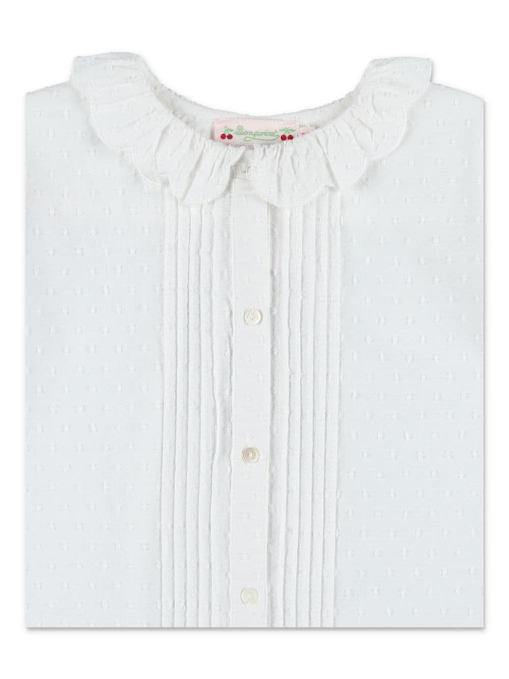 Shop Bonpoint Ruffle-detail Cotton Blouse In White