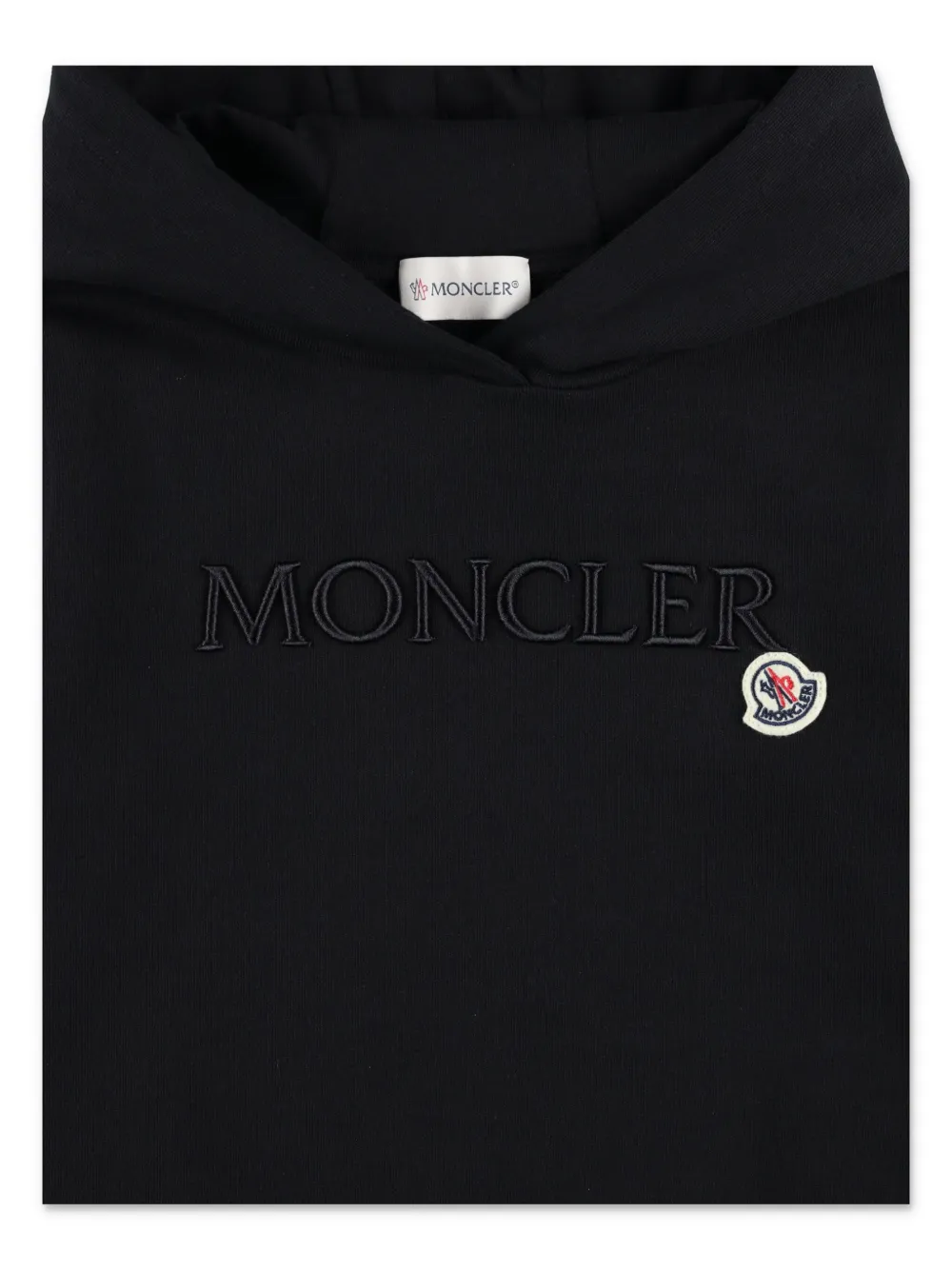 Moncler Enfant Katoenen hoodie met geborduurd logo Zwart