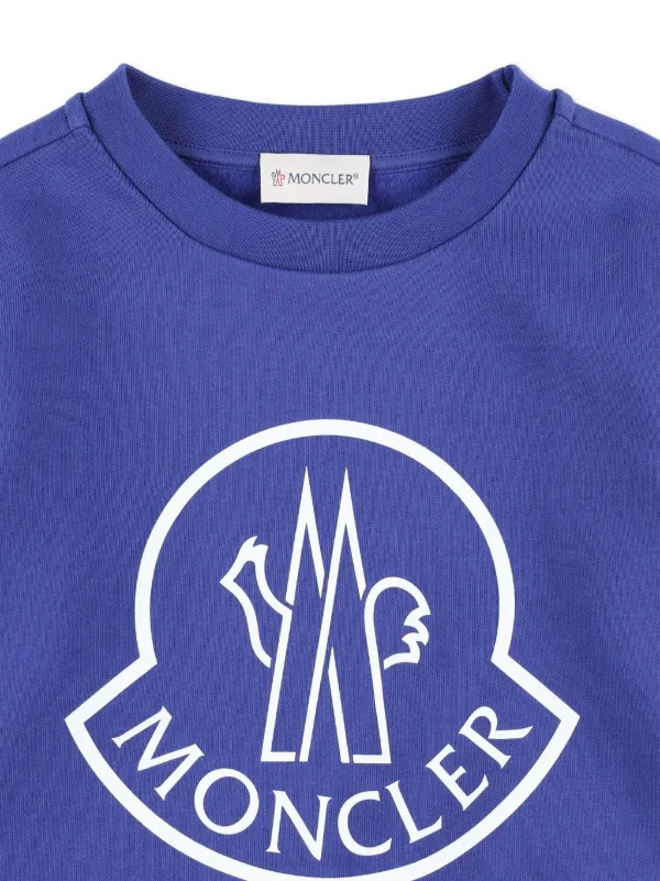 Moncler Blue Embroidered outlet Logo Sleeve Sweatshirt