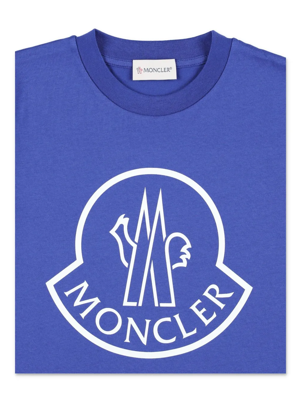 Moncler Enfant Katoenen T-shirt met logoprint Blauw