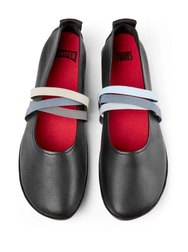 送料無料 いつまで Twins Nina Right Camper フラットシューズ ブラック | 靴