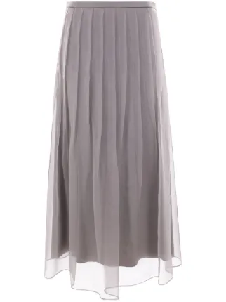 Brunello Cucinelli Gonna Midi Plissettata | Grigio | FARFETCH IT