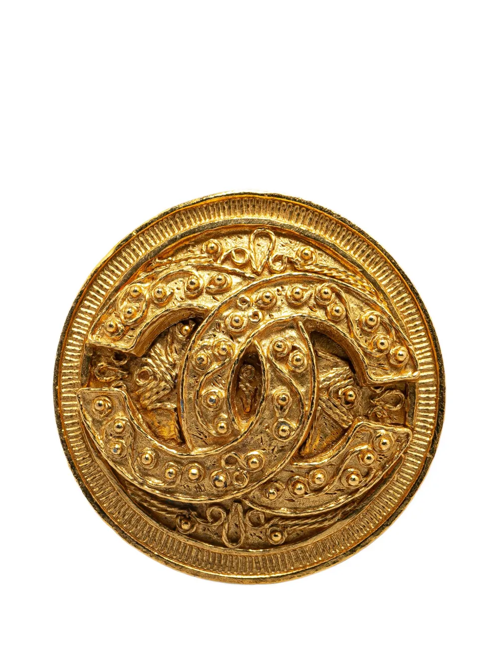 CHANEL Pre-Owned 1994 CC Round costume brooch | Gold | Image 1