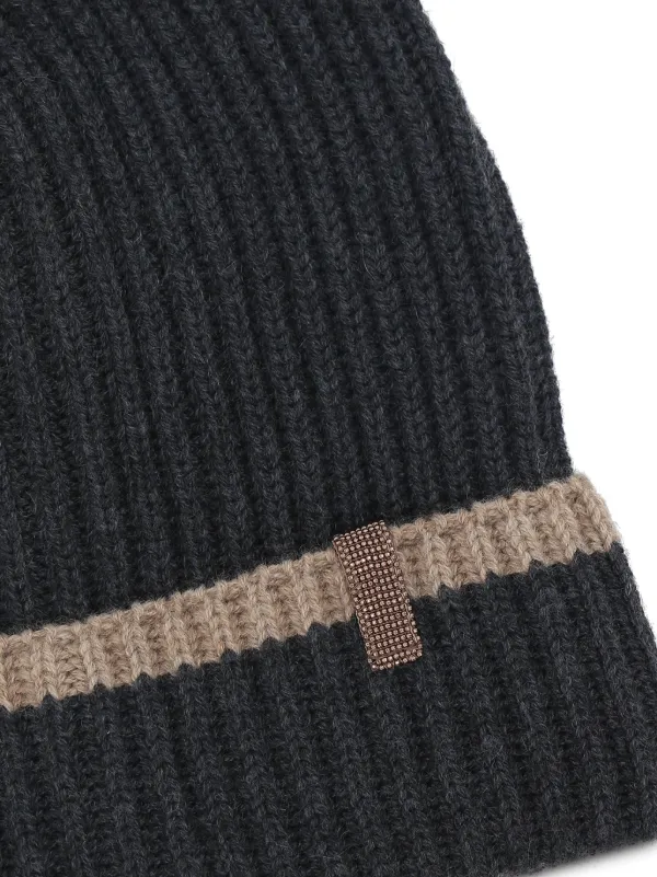 Brunello Cucinelli Embellished Cashmere Beanie | Black | FARFETCH GE