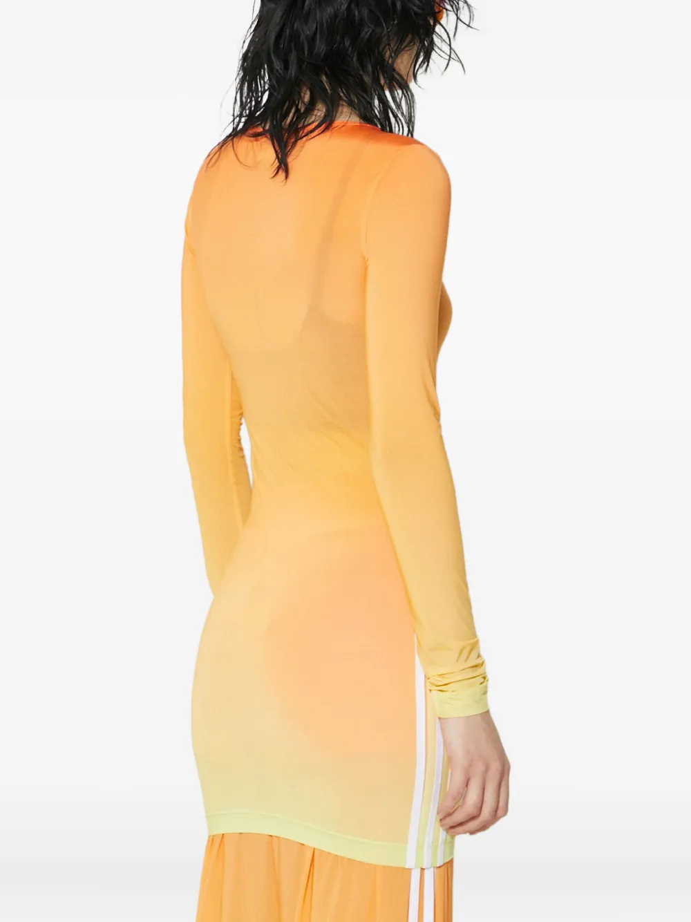 Adidas Originals Ombré Three-stripe Dress In Orange