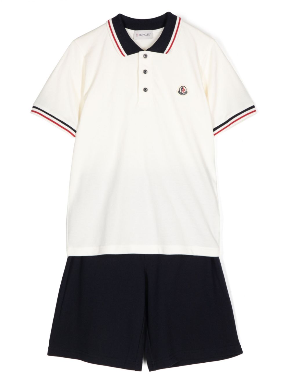 Moncler Enfant cotton polo shirt set - White