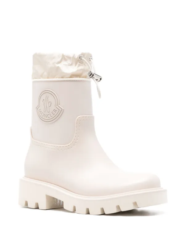 Moncler logo-patch Drawstring Rain Boots | White | FARFETCH