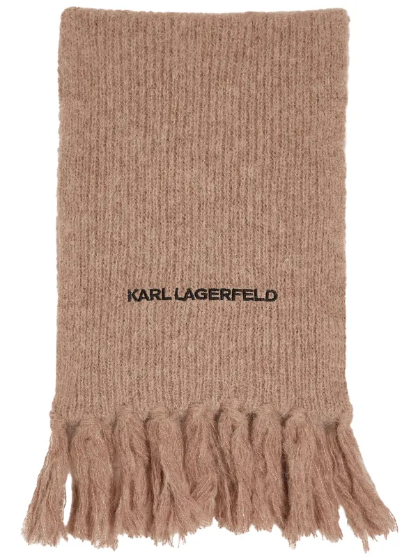 Karl Lagerfeld Essential Knitted Scarf Neutrals FARFETCH JO