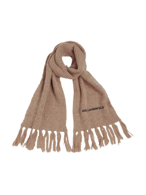 Karl Lagerfeld Essential Knitted Scarf Neutrals FARFETCH PH