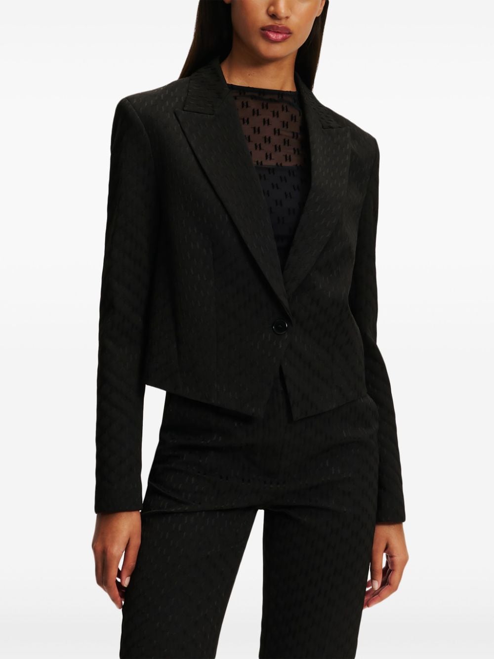 Shop Karl Lagerfeld Monogram Blazer In Black