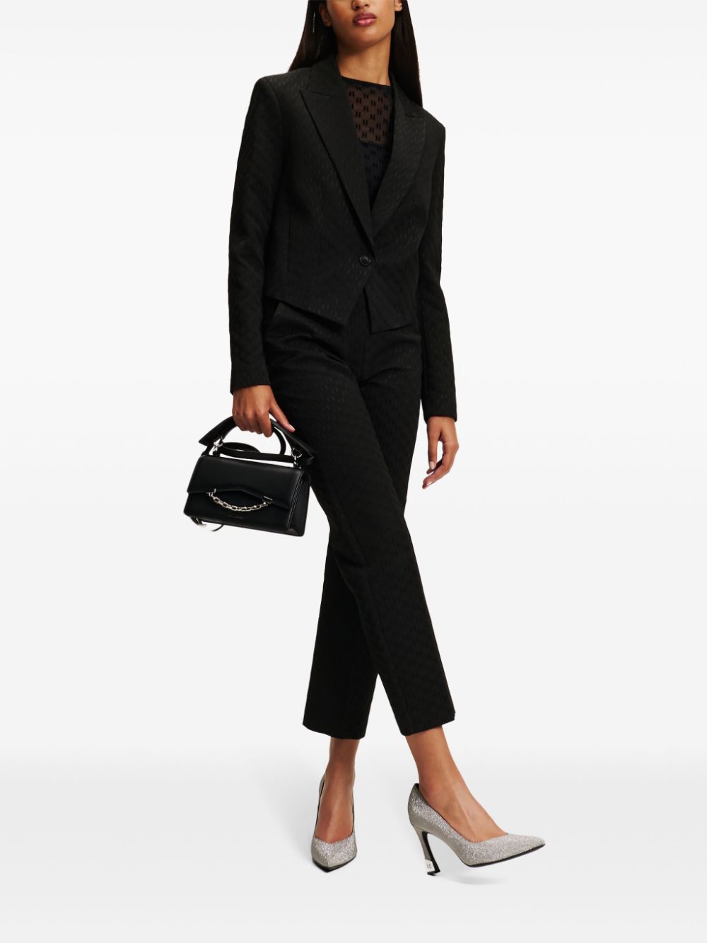 Shop Karl Lagerfeld Monogram Blazer In Black