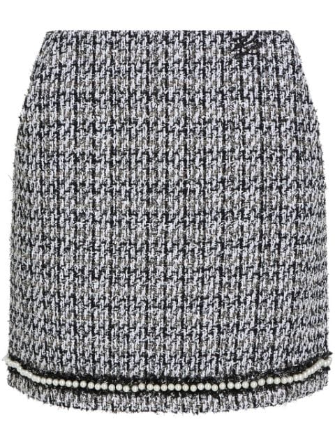 Karl Lagerfeld pearl-embellished bouclé mini skirt