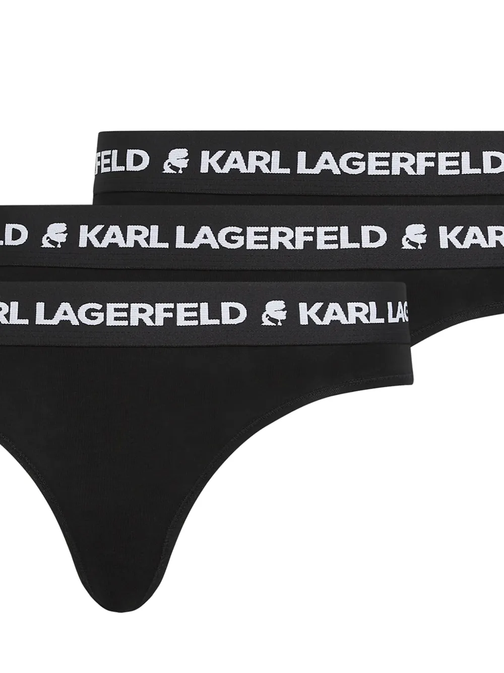 Karl Lagerfeld logo-waistband thong (pack of three) - Zwart