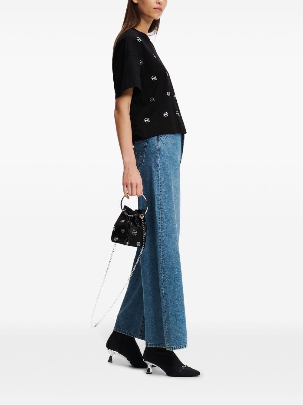 KARL LAGERFELD MID-RISE WIDE-LEG JEANS 