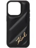 Karl Lagerfeld Signature quilted iPhone 15 Pro case - Black