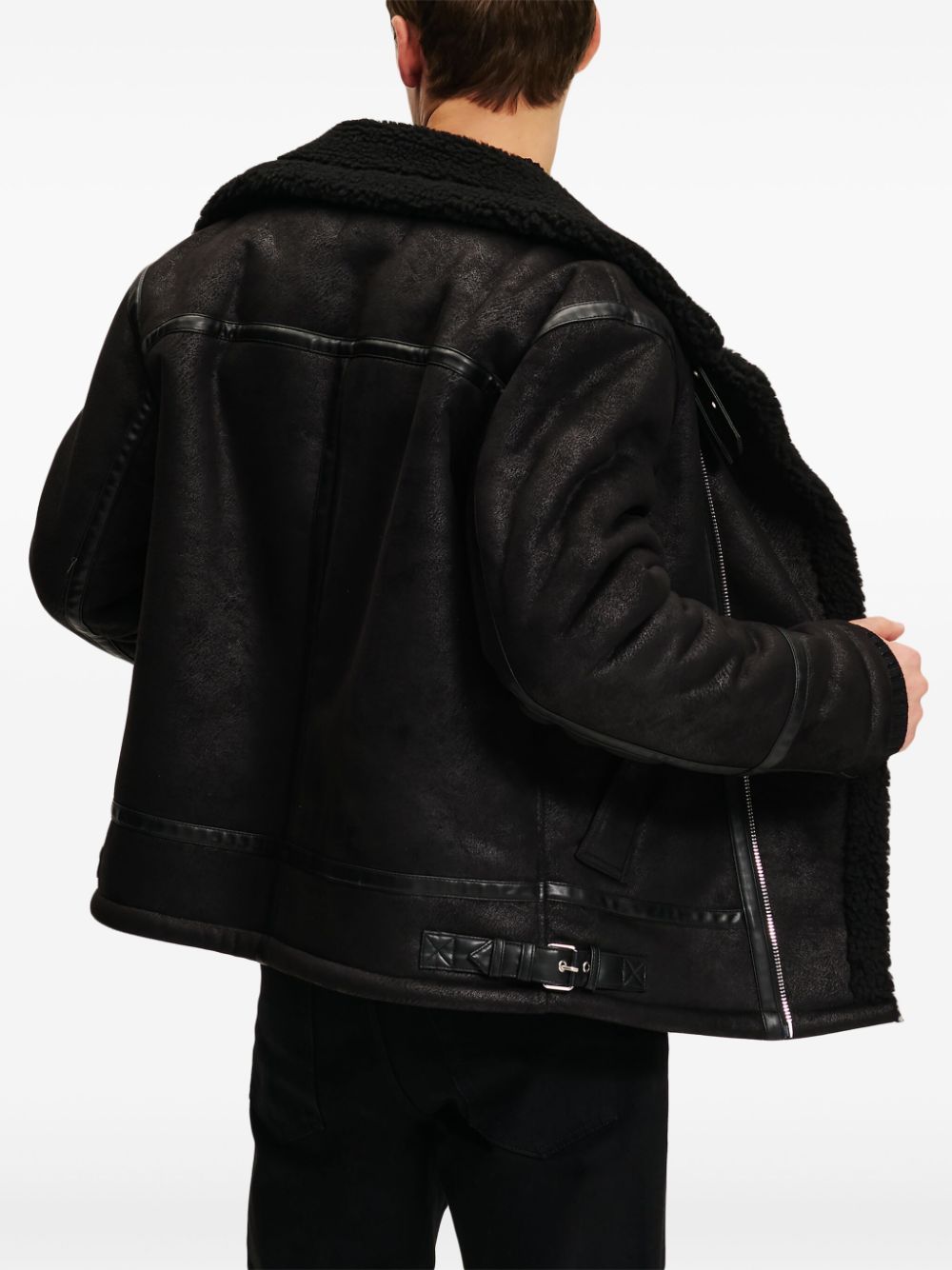 Shop Karl Lagerfeld Faux-leather Biker Jacket In Schwarz