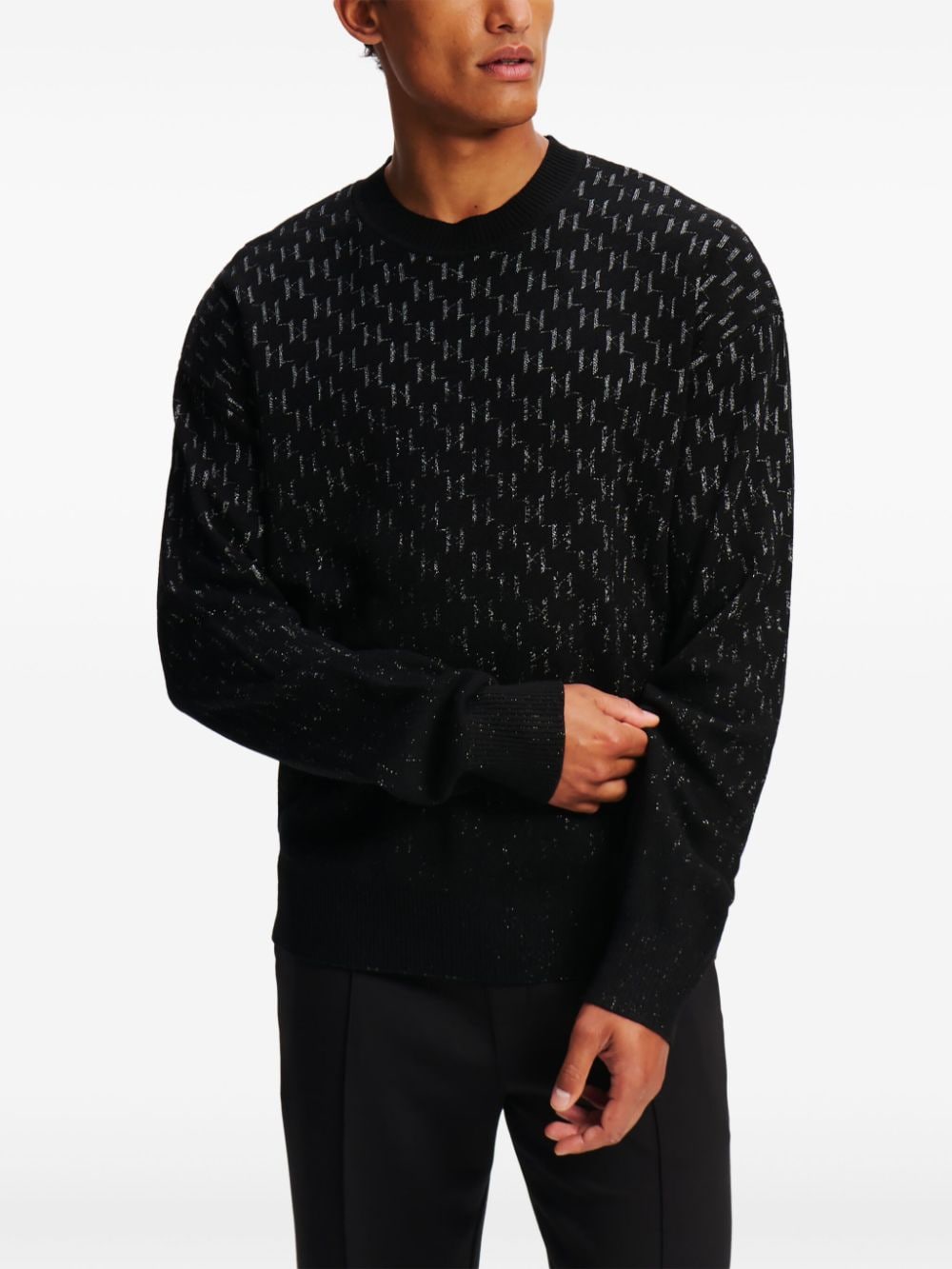 Shop Karl Lagerfeld Monogram-degradé Sweater In Black