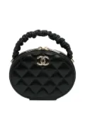 CHANEL Pre-Owned 2021 CC Lambskin Ruched Oval Top Handle vanity bag - Black