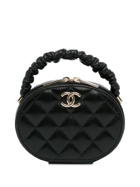 CHANEL Pre-Owned 2021 CC Lambskin Ruched Oval Top Handle vanity bag