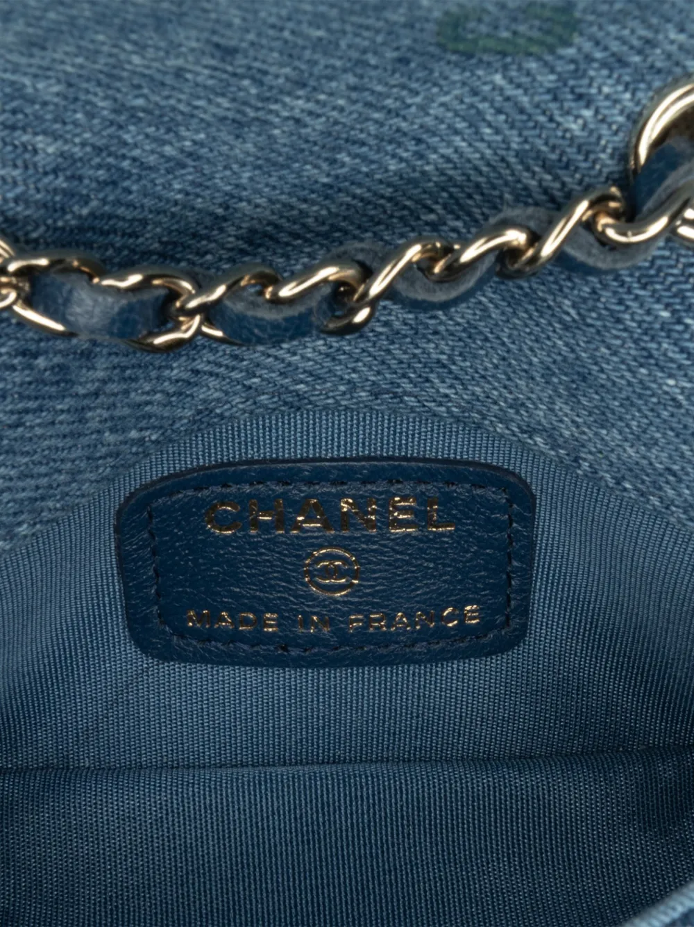 Pre-owned Chanel 2021 Mini Denim Mood Clutch With Chain Crossbody Bag In Blue