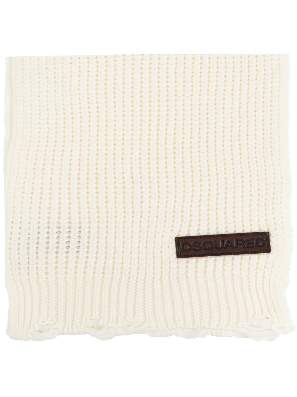 DSQUARED2 Gerafelde wollen sjaal Wit