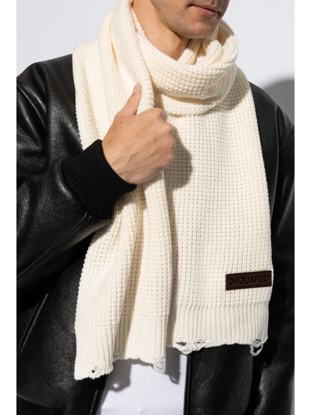 DSQUARED2 distressed wool scarf - Wit