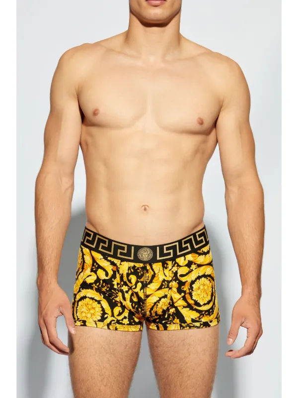 Versace Barocco Print Greca-border Boxers | Yellow | FARFETCH