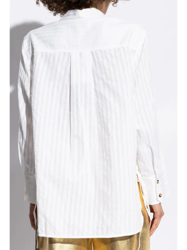 GANNI Striped organic-cotton Shirt | White | FARFETCH