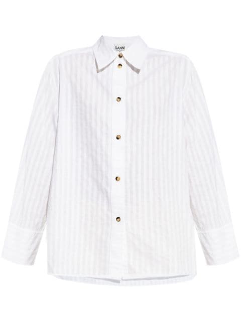 GANNI striped organic-cotton shirt