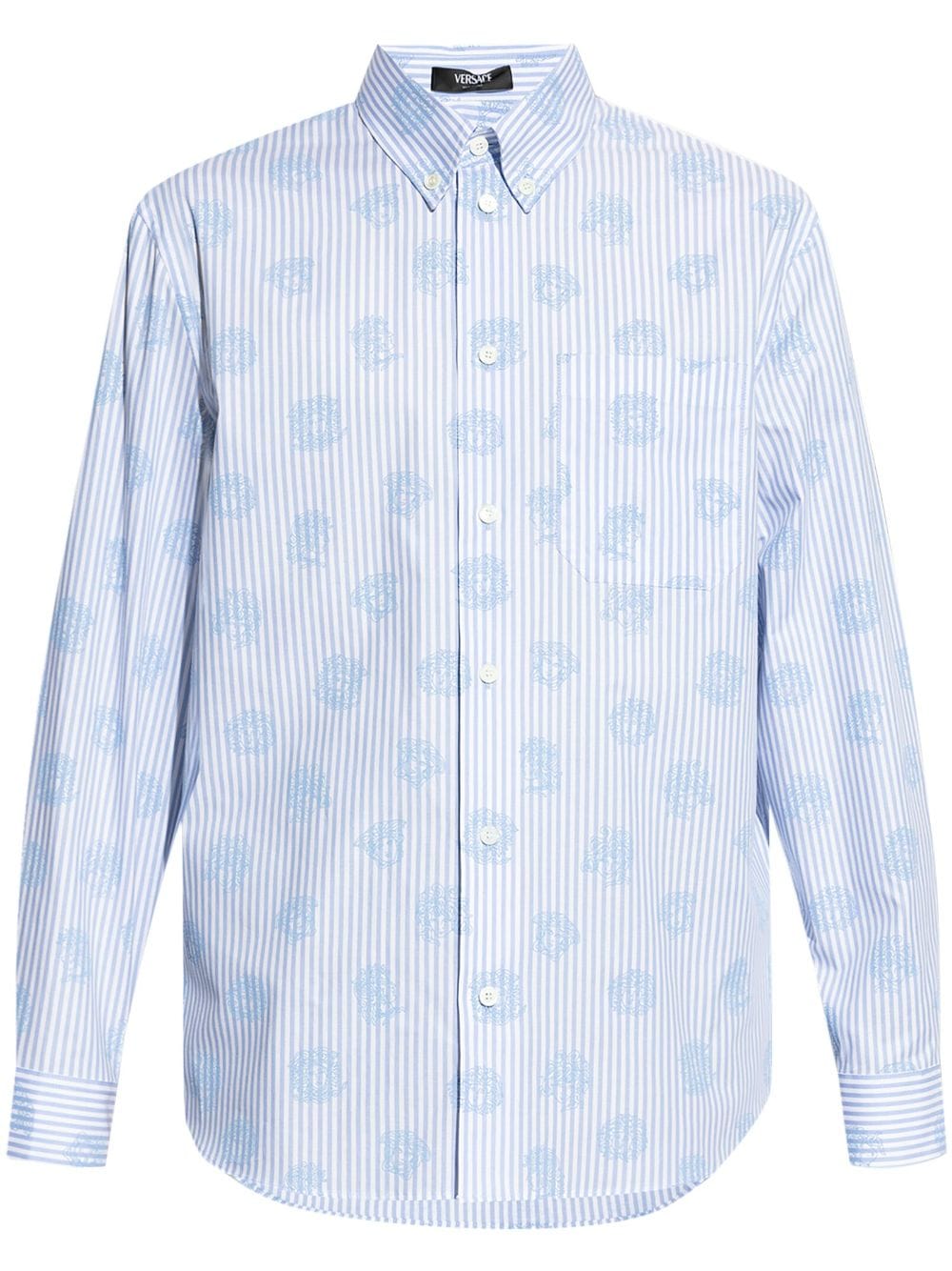 Versace Logo Pattern Shirt In Blue