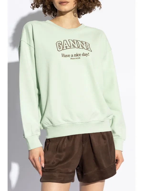 GANNI 刺繍ロゴ ホワイトスウェット GANNI White sweater with logo print – Lord & Taylor
