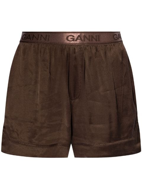 GANNI logo waistband shorts