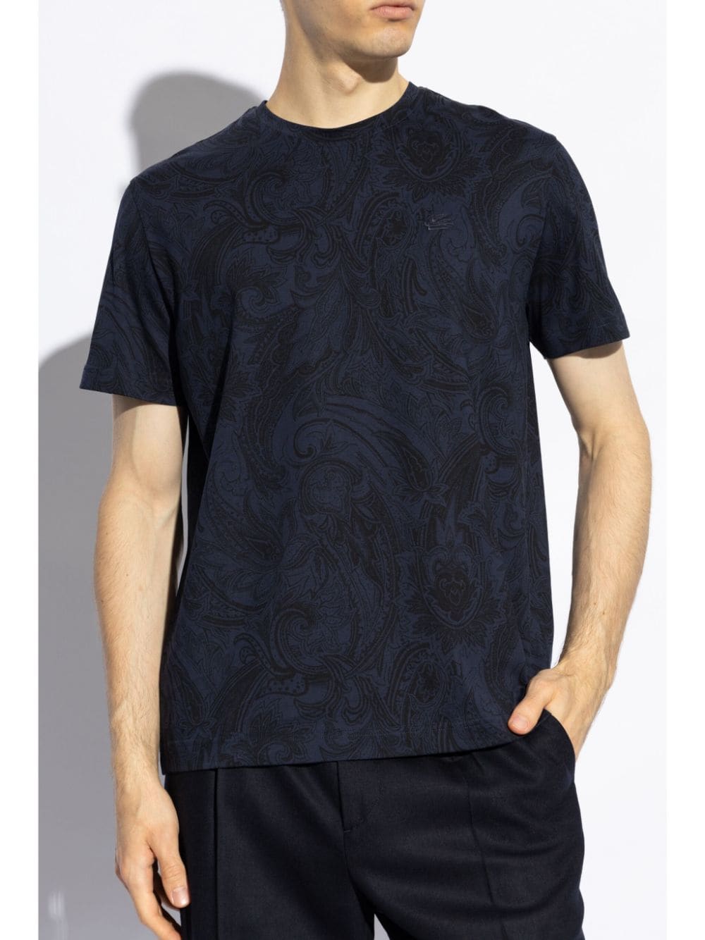 Shop Etro Paisley-print Cotton T-shirt In 蓝色