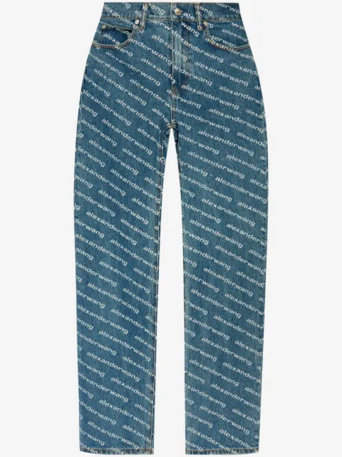Alexander Wang logo print sequined mid-rise straight leg trousers