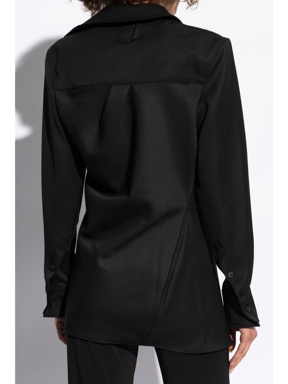 Shop Jacquemus Asymmetric Long-sleeve Shirt In Black