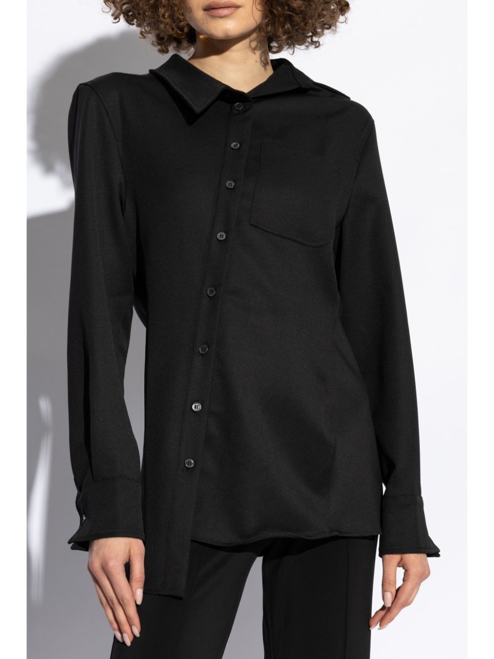 Shop Jacquemus Asymmetric Long-sleeve Shirt In Black